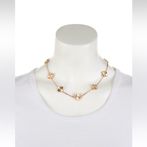 Van Cleef & Arpels Yellow Gold Guilloche 10 Motif Necklace AUTHENTIC & full set - Picture 2 of 12